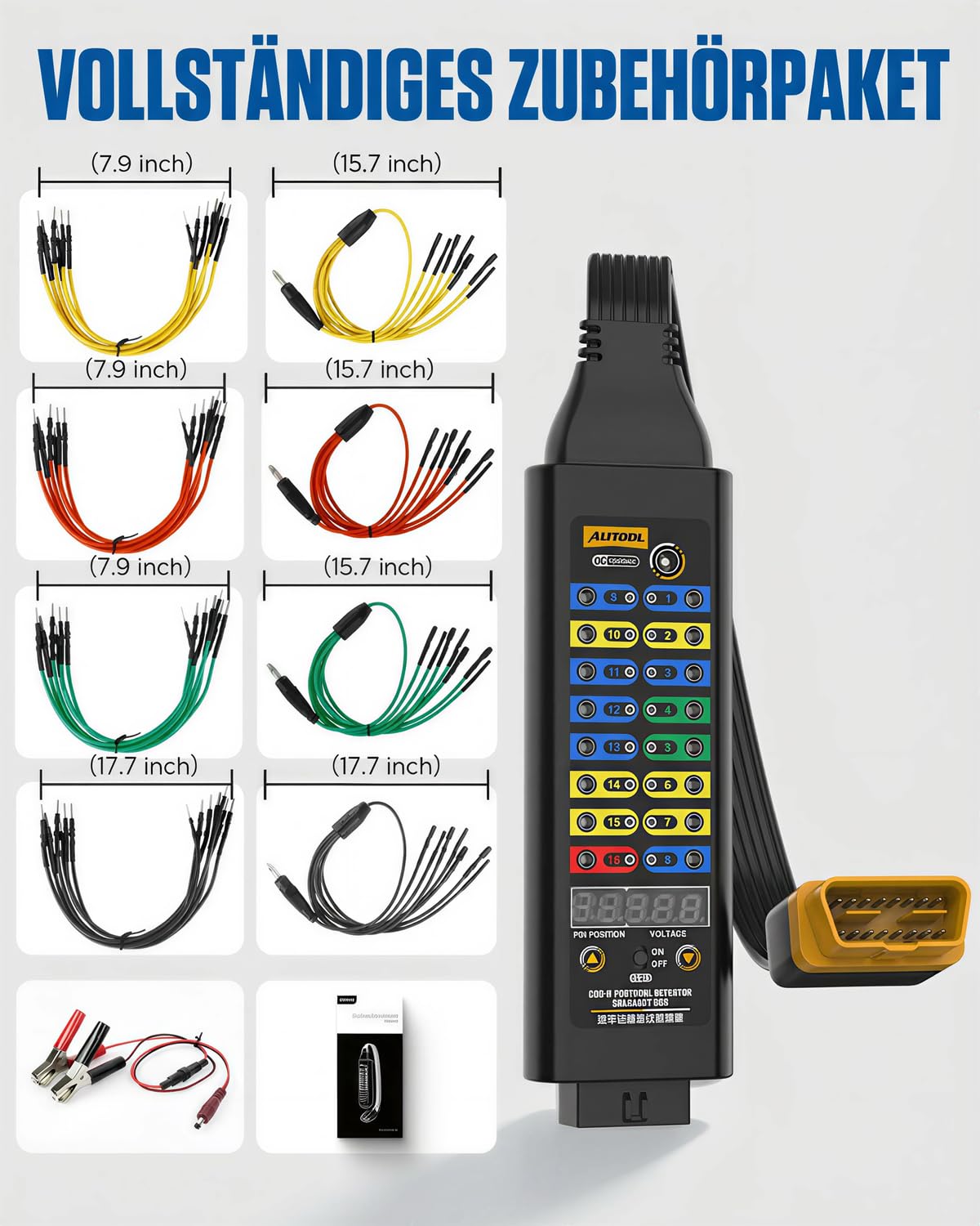 AUTOOL Breakout Box Kfz - OBD-II-Protokoll-Detektor mit Spannungsanzeige, 16-pin CAN, Jumper, kompatibel mit Scanner/Multimeter/Oszilloskop für elektrische Fahrzeugdiagnosetests