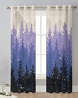 Vista 2 de Cortinas traslúcidas de bosque otoñal de 84 pulgadas de largo, juego de 2 paneles de cortinas para cocina, dormitorio, sala de estar, pasillo