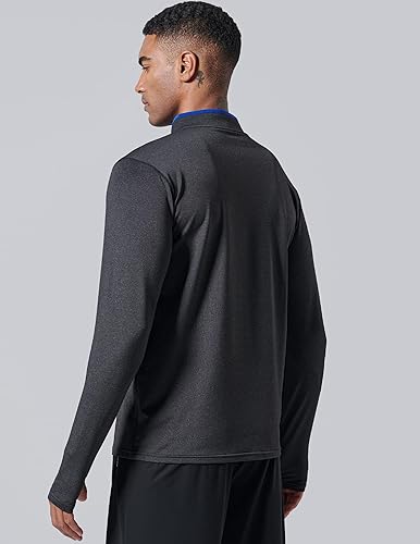 Miniatura 4 de Paquete de 3 camisas de manga larga para hombre con cremallera activa de secado rápido, para correr, ciclismo, gimnasio, tops a granel