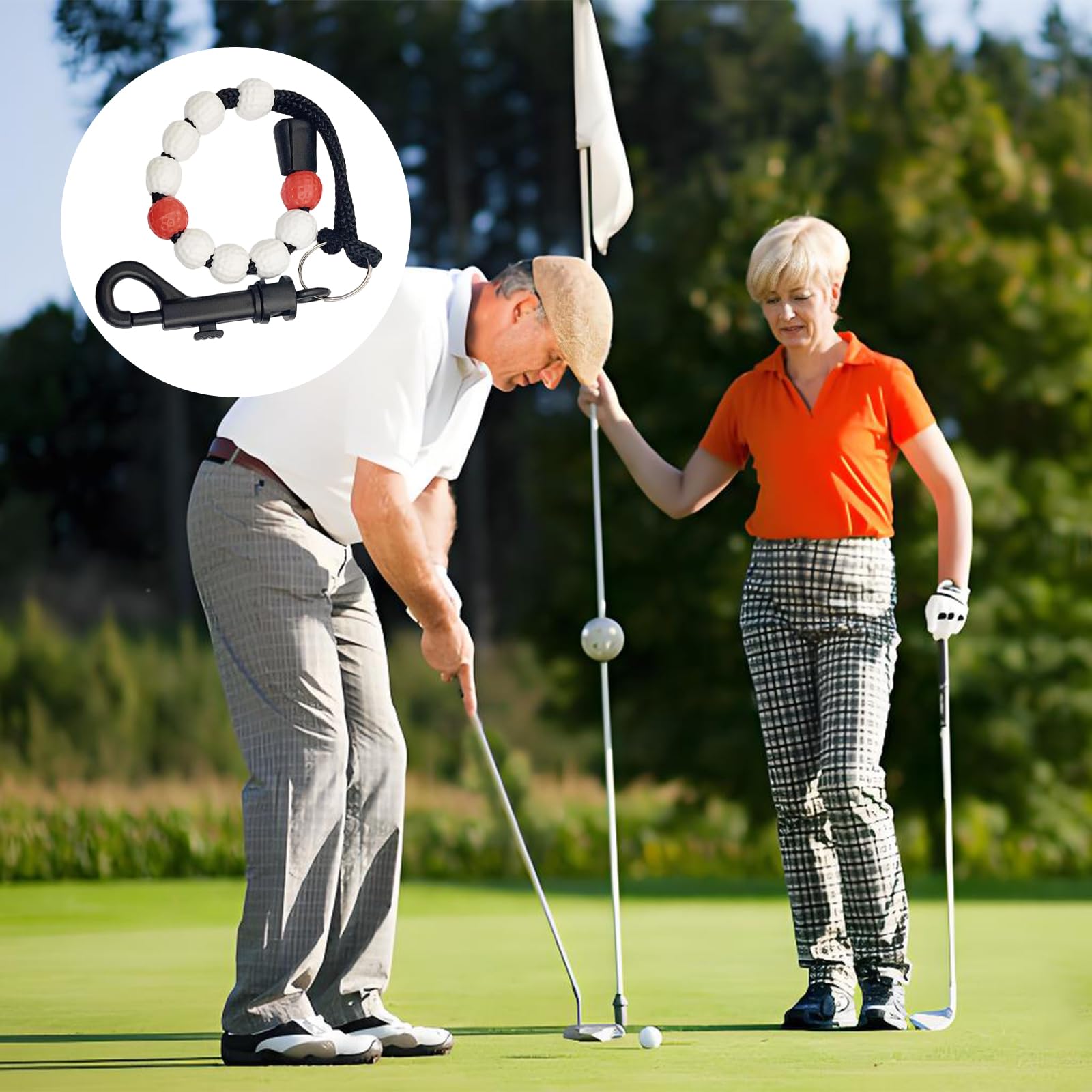 2 Pezzi Contatore di Colpi da Golf, Catena di Conteggio del Golf, Contatori per Perline da Golfista con Clip, per Sportivo All'aperto