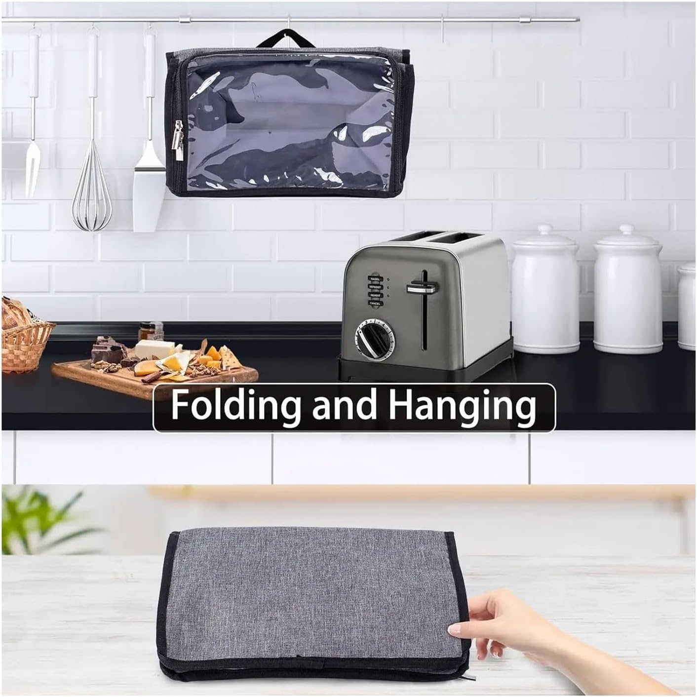 Toaster Cover 2 Slice 2 Slice Wide Slot Toaster Cover with Base and Zipper Closure, Dust Protection for Kitchen Appliances