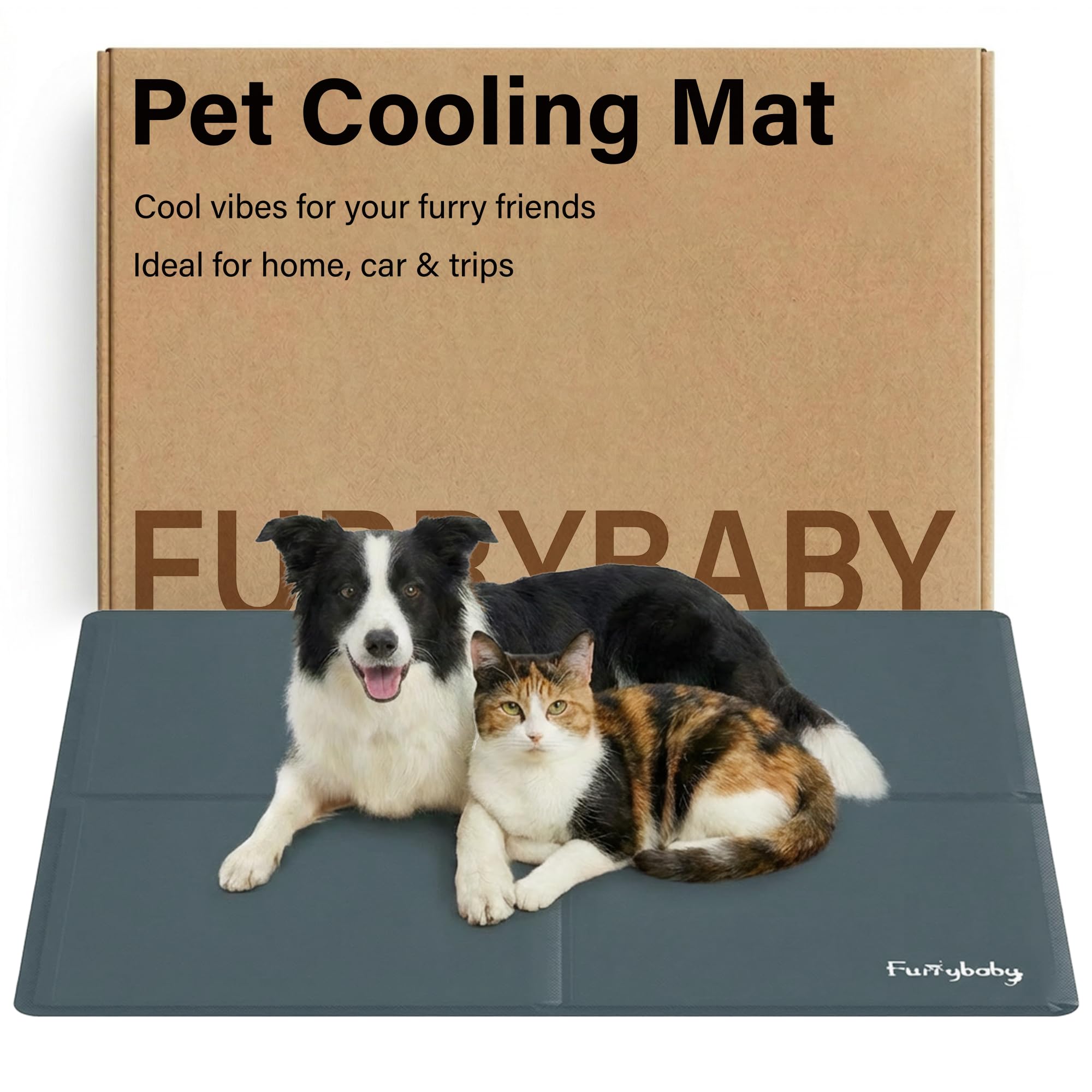 furrybaby Dog Cooling Mat, Pet Bed Dog Mat Self-Cooling Pad Cool Gel Bed Large Dog Cooling Pads Mats, No Need to Refrigerate or Freeze, Apply Indoors Outdoors Car(Grey 80x120cm) — image 1