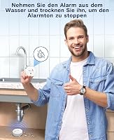 Geevon Senzor de scurgeri de apă, alarmă de apă cu baterii de 100 dB, alb, set de 10 bucăți pentru subsol, baie, bucătărie, garaj, mansardă 6