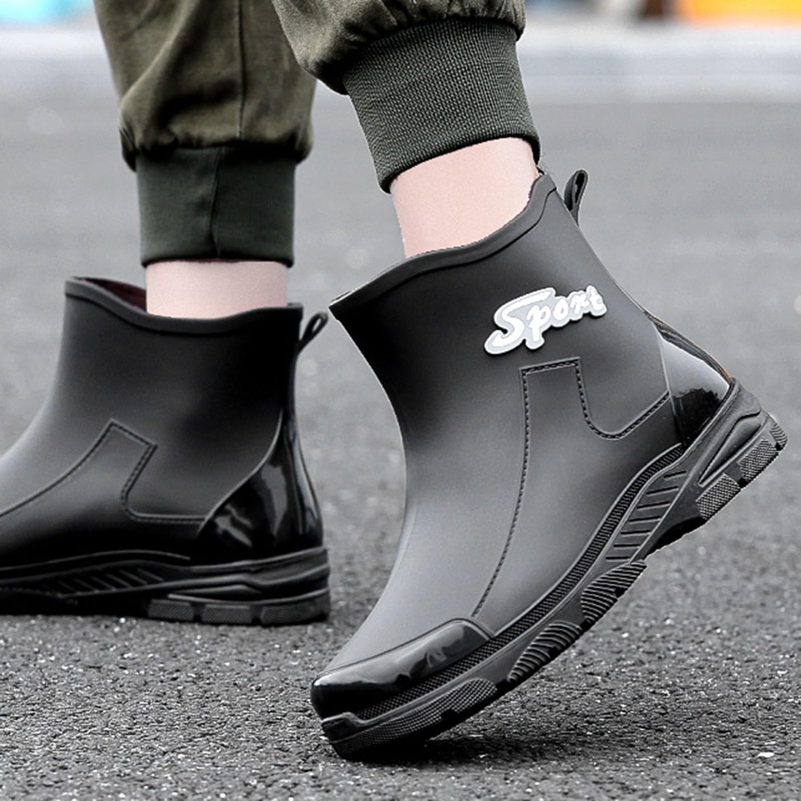 Botas de lluvia para hombre, botas de lluvia cortas, botas de goma, botas de goma para exteriores, botas de lluvia, botines impermeables, botas antideslizantes de jardín, botas de tobillo