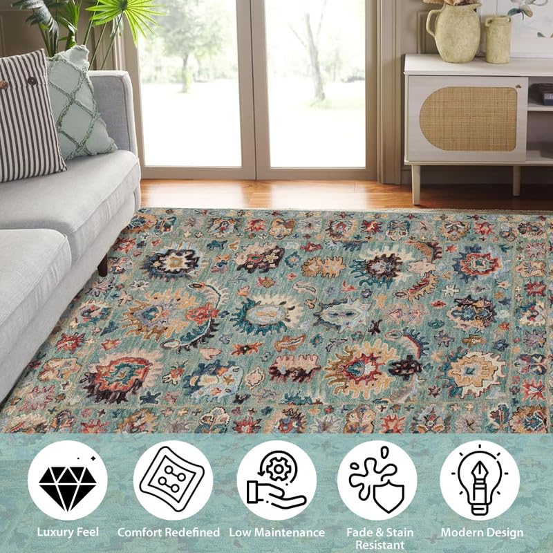 Image of Hand Tufted Premium Rug Premium Wool Carpet for Living Room Bedroom and Hall Size 4x6 Feet Color Multi