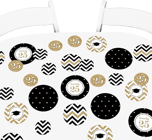 Miniatura 7 de Big Dot of Happiness Confeti de círculo gigante para fiesta de graduación dorada 2025, decoraciones para fiestas, confeti grande, 27 unidades
