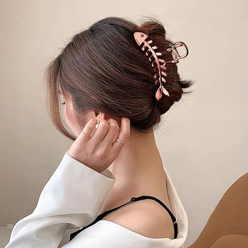 Miniatura 5 de Pinzas para el cabello con forma de espina de pescado, accesorios para el cabello de metal dorado rosa para mujeres y niñas, elegantes pinzas para