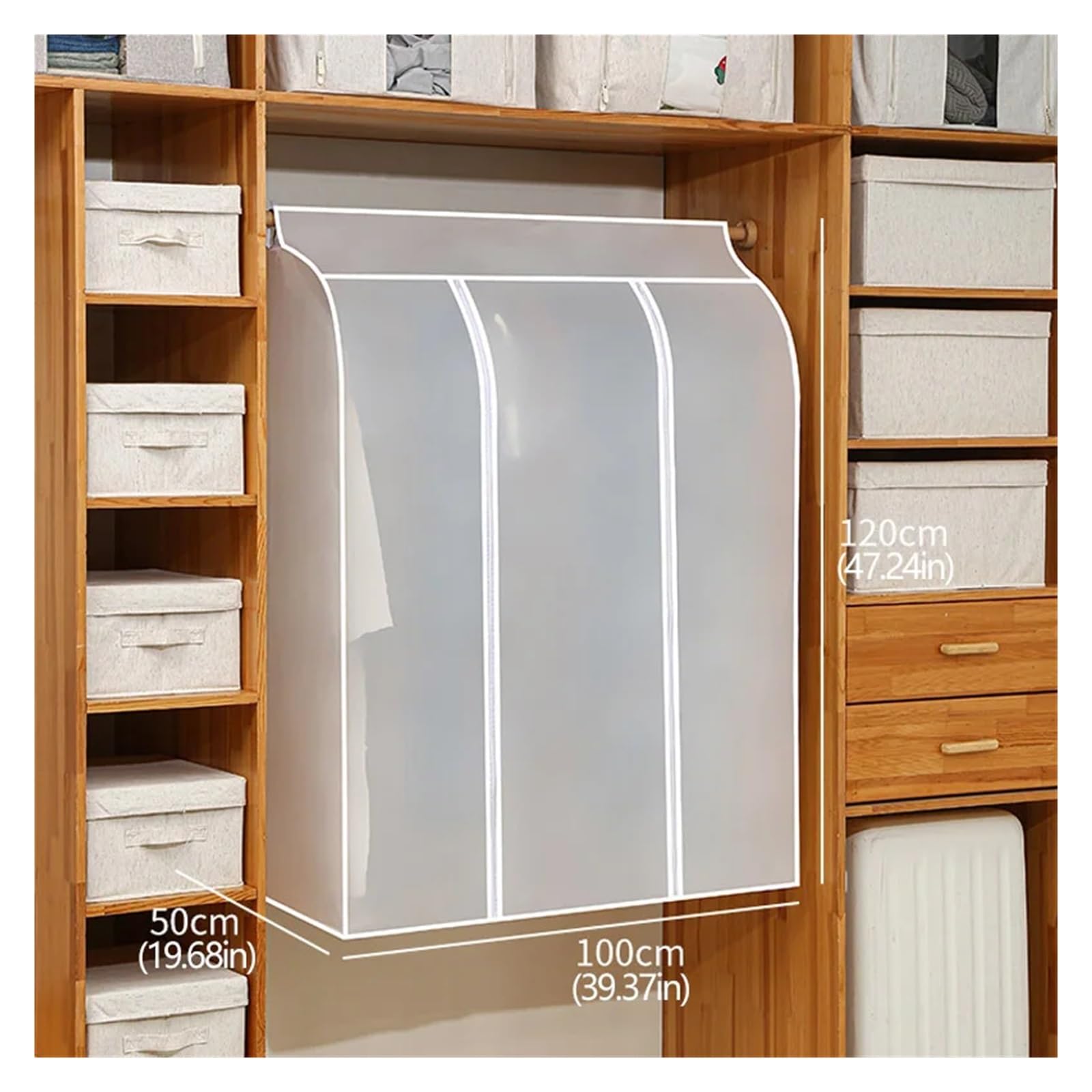 fundas para ropa Clothes Dust Cover Wardrobe Hanging Window Coerr OrganizerWaterproof Dustproof Storage Bag(50x100x120cm)
