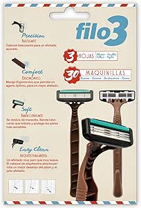 FILOMATIC Filo3 Razor Pack of 30: 30 Disposable Razors with 3 ...