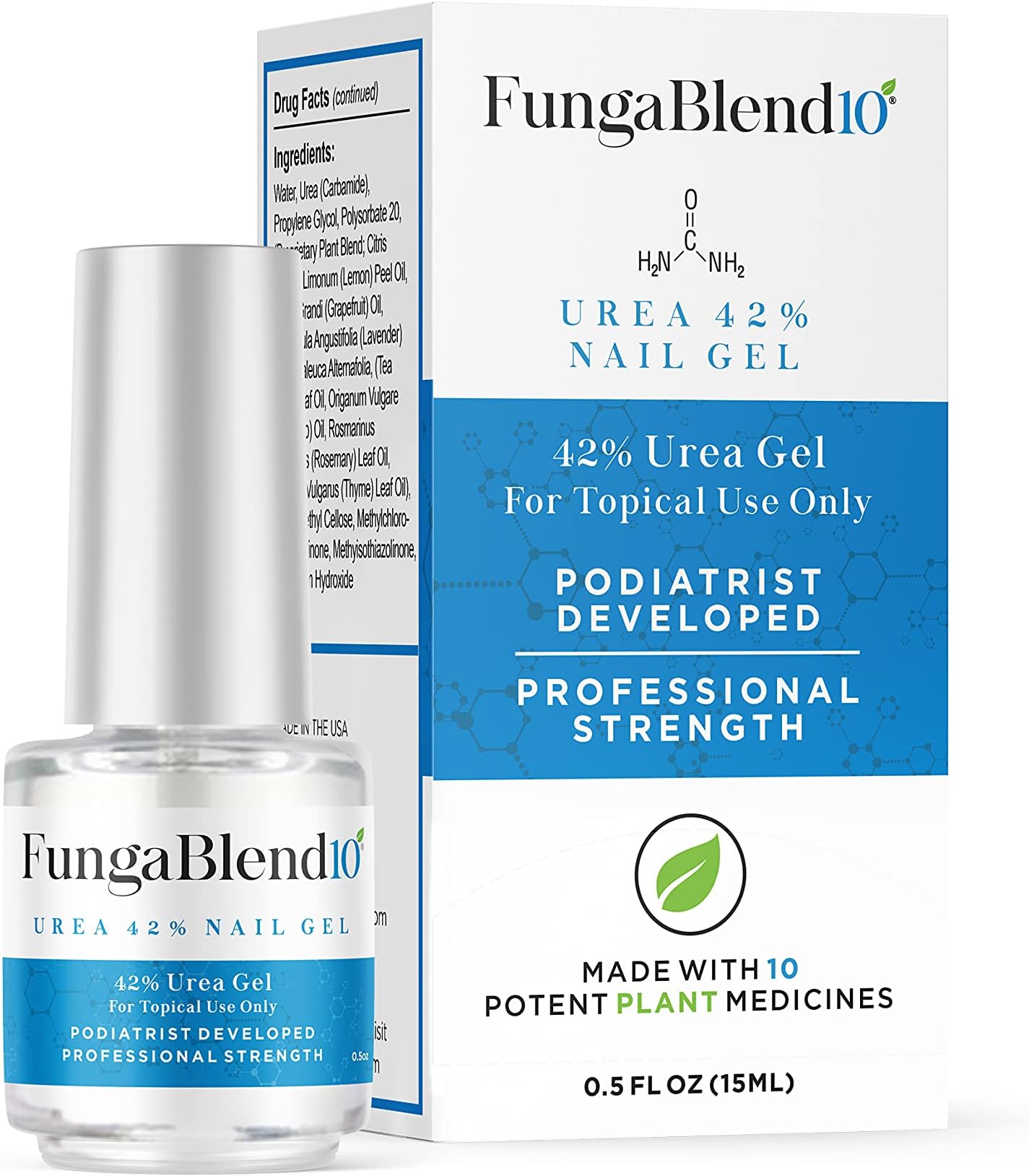 FungaBlend 10 - Urea 42% Nail Gel to Cure Fungus Faster - Delivers Antifungal Medication Directly to Fungus - Quick Results Topical Solution for Toe and Finger Nail Repair Treatment
