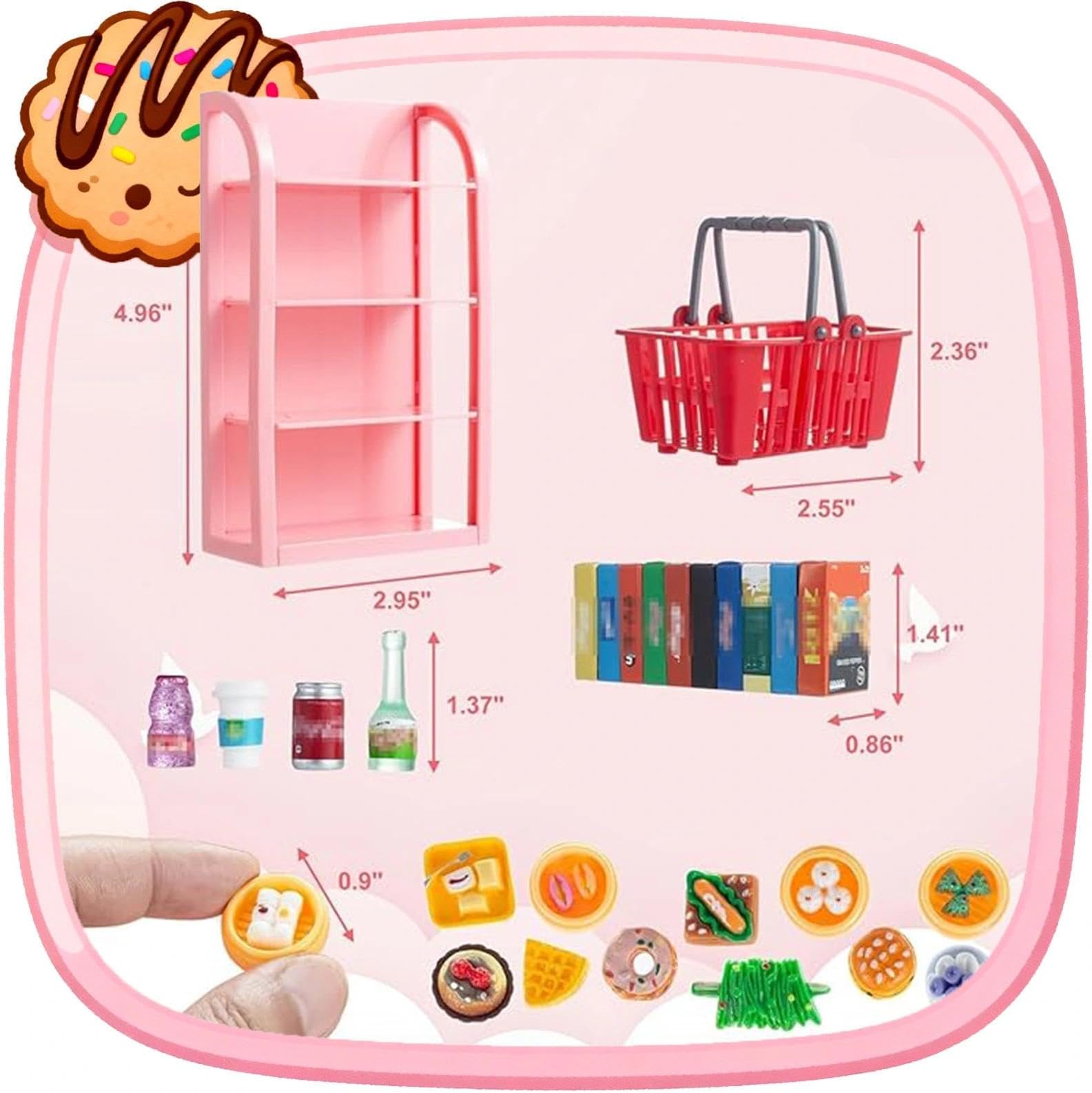 164pcs Miniature Supermarket Shelves Furniture Model 4 Layers Shelf Display Rack 1:12 Doll House Accessory Storage Bookshelf Accessories Mini Locker Decor Food Drink Bottle Toy Cosplay Game Party