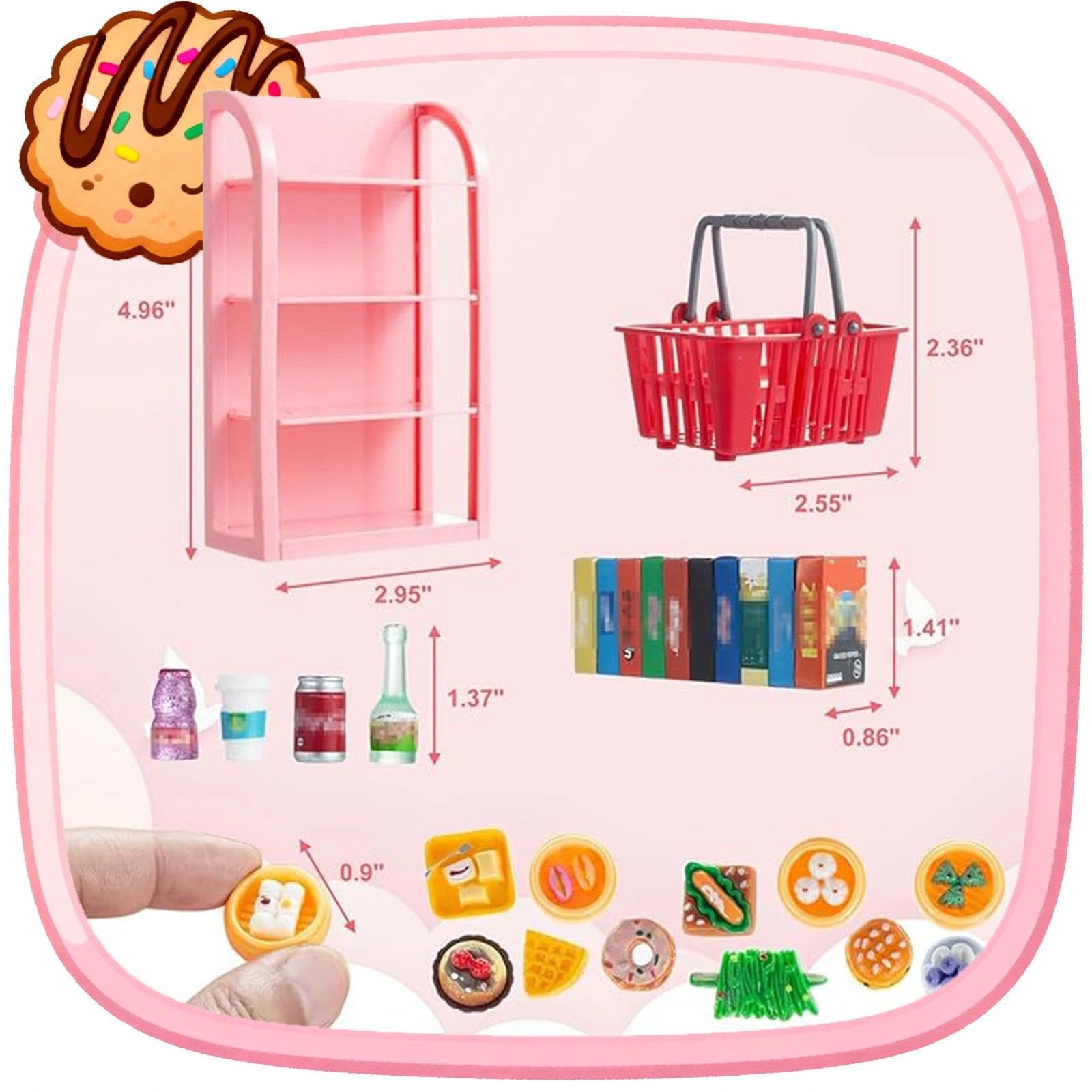 164pcs Miniature Supermarket Shelves Furniture Model 4 Layers Shelf Display Rack Doll House Accessory Storage Bookshelf Accessories Mini Locker Decor Food Drink Bottle Toy Cosplay Game Party