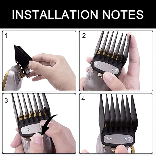 Miniatura 6 de Paquete de 3 protectores de corte de alta calidad compatibles con Wahl cortapelos con clip de metal, 3 longitudes de corte de 1 12 pulgadas, 12