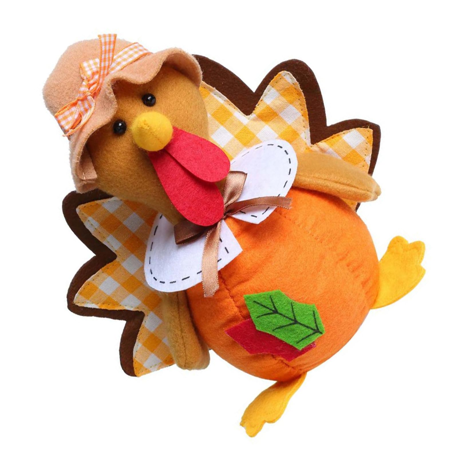 Turkey Mantel Decoration Thanksgiving Harvest Fabric Accent Freestanding Pumpkin Form Shelf Entryway