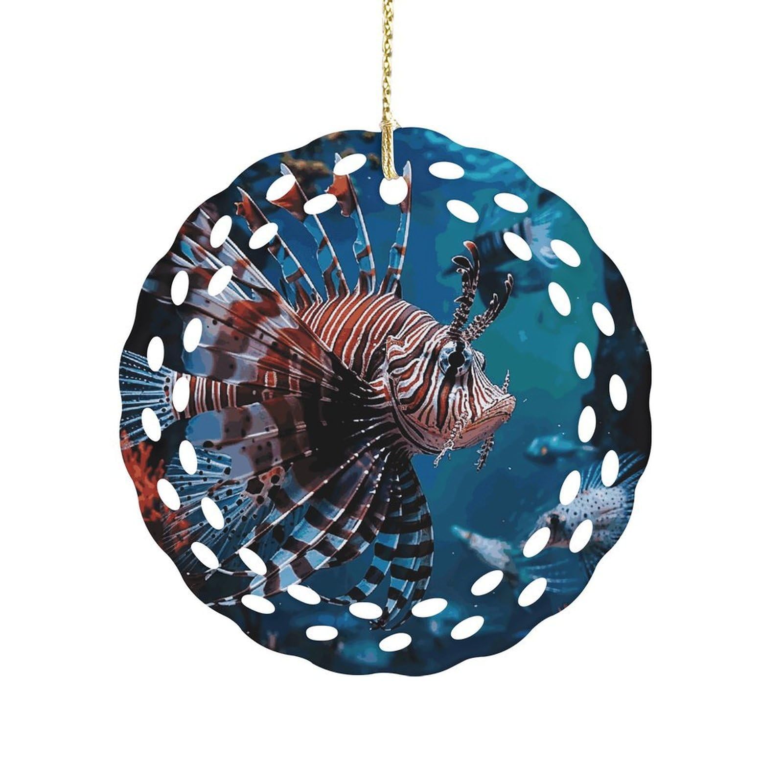Fodpand Women's Style Fish In Fish Tank Ceramic Ornament For Home Decor 3.2" Round Tree Decoration Christmas Ornaments For Men Double-Sided Design