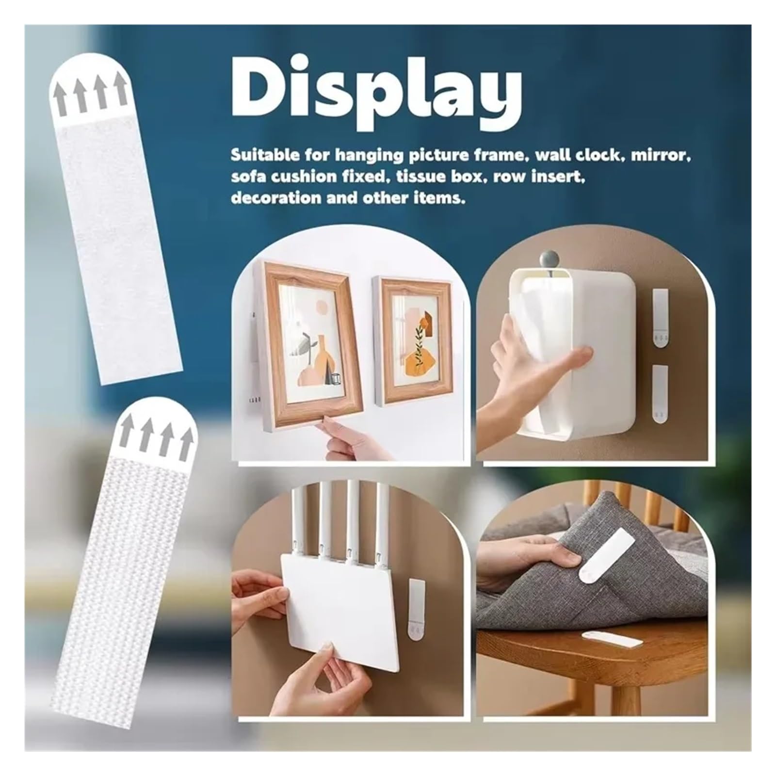 Tiras para colgar cuadros Tiras for colgar imágenes sin perforar, cinta adhesiva removible for montar marco de fotos, decoración pared del hogar, pegatina colgante DIY(72pairs)