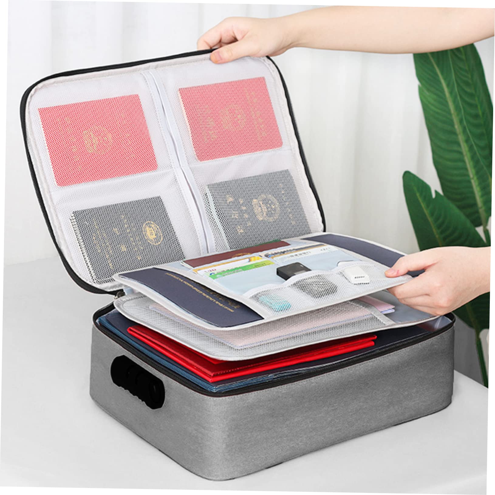 Bolsa de Almacenamiento Ignífuga y Resistente al Agua para Documentos Cerradura, Multicapa y Gran Capacidad Adecuado para Oficina y Uso Escolar Color Aleatorio