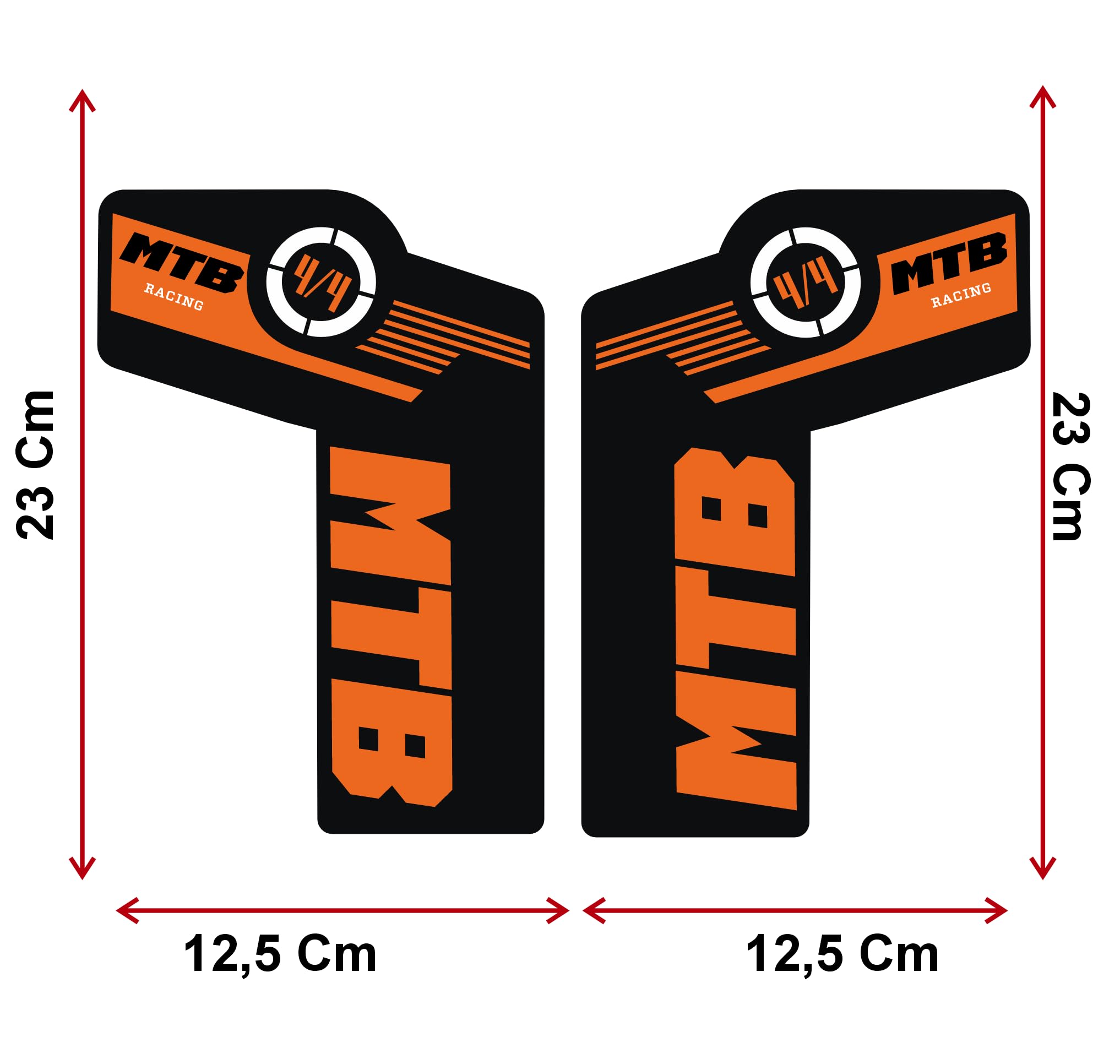 Autocollants de fourche VTT – Autocollant résistant pour amortisseurs avant – Vinyle imperméable pour VTT – Tuning Vélo personnalisé B0223 (ORANGE NOIR)