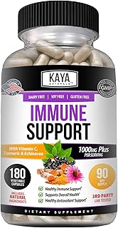 Kaya Naturals Elderberry Immune Support with Zinc and Vitamin C for Adults, Probiotics & Turmeric 1000mg Immune System Booster Sambucus Elderberry Capsules - 180 Count