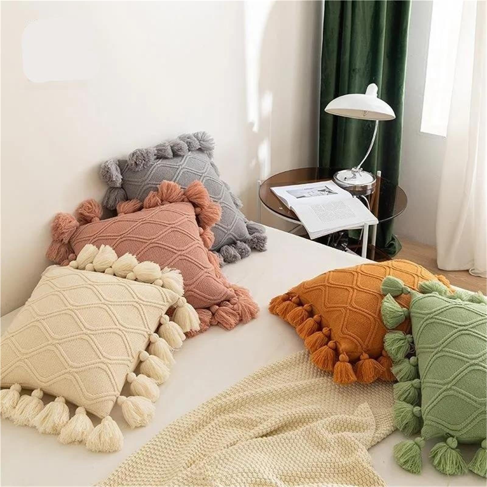 Gestricktes Rüschenkissen, Dekoratives Kissen for Zu Hause