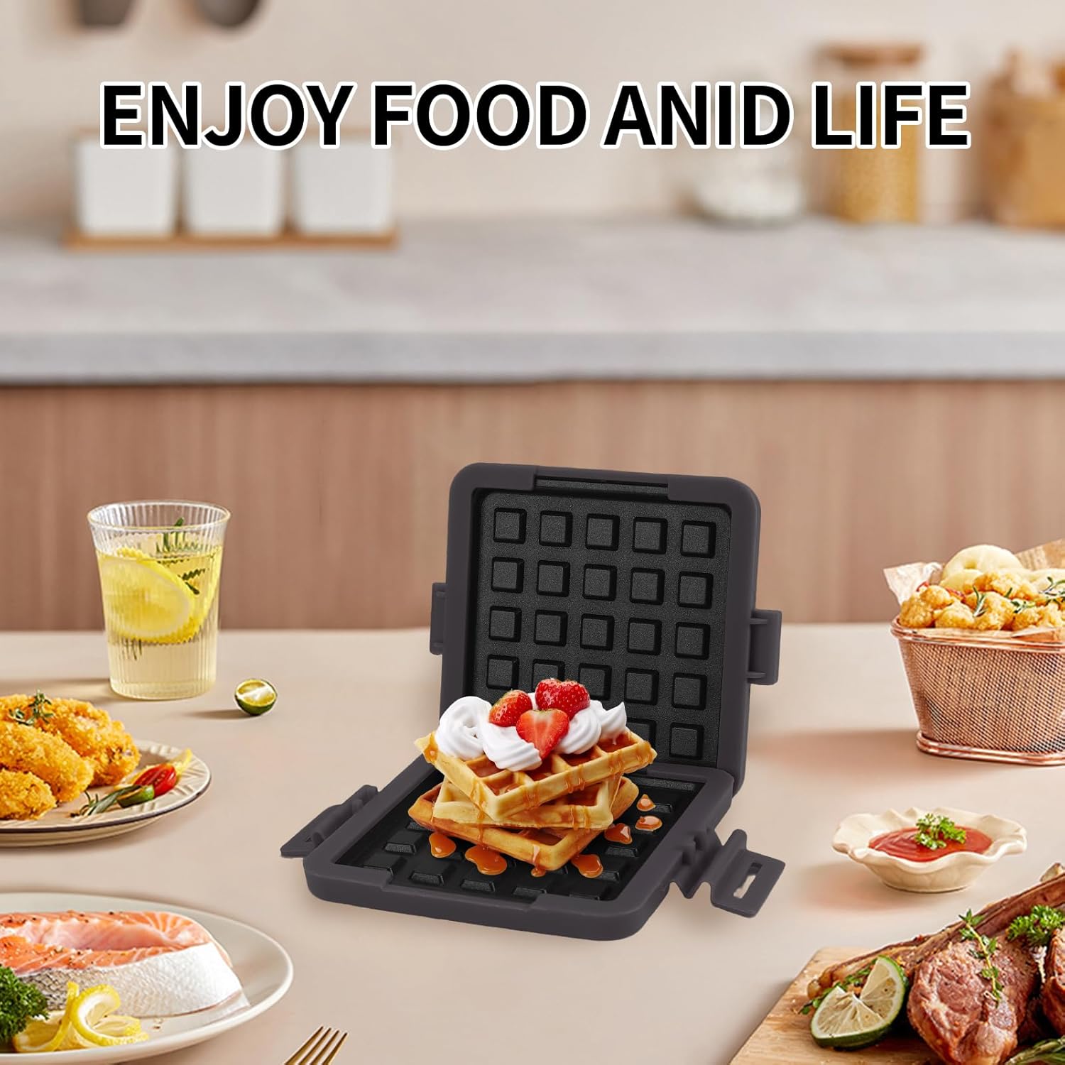 Microwave Toastie Sandwich Maker, Nonstick Plate Panini Maker, Versatile Wireless Small Toaster, Toastie Safe in Microwave Oven, Dishwasher Safe, Fast Cooking for Breakfast, Waffle Black
