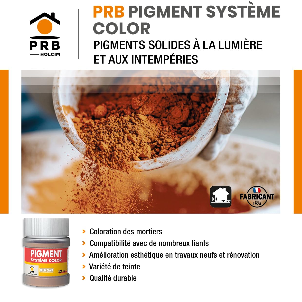 Pigment Concentré 200ml Brun Clair - Coloration Intense et Durable pour Mortier, Enduits, Plâtre, Joints - Usage Intérieur/Extérieur