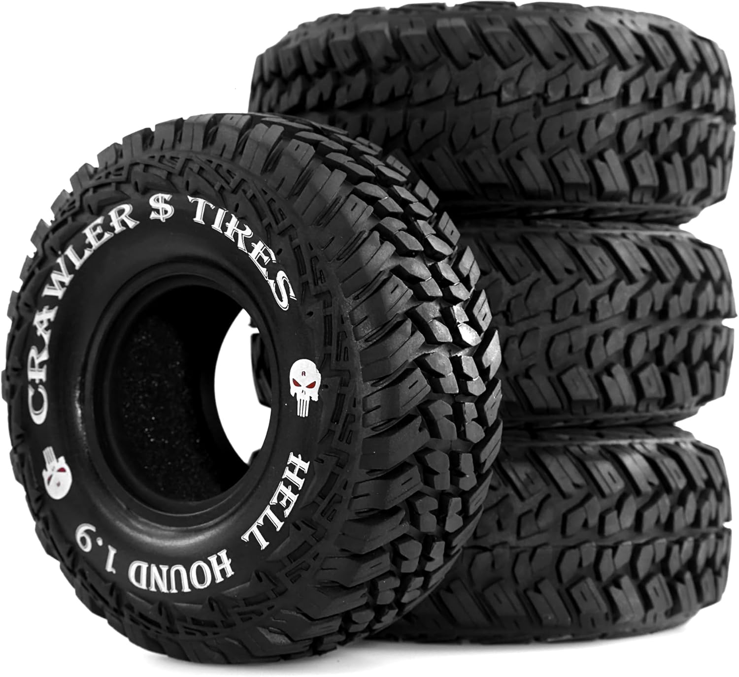 1.9 RC Tires 1/10 Soft Rubber All Terrain Crawler Tyres OD 4.65 for 1:10 Rock Mud Crawler Car Traxxas TRX4 Axial SCX10 II RC4WD D90 TF2 Tamiya CC01 Gen8 1.9 inch Beadlock Wheels Rims