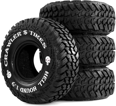 1.9 RC Tires 1/10 Soft Rubber All Terrain Crawler Tyres OD 4.65 for 110 Rock Mud Crawler Car Traxxas TRX4 Axial SCX10 II RC4WD D90 TF2 Tamiya CC01 Gen8 1.9 inch Beadlock Wheels Rims