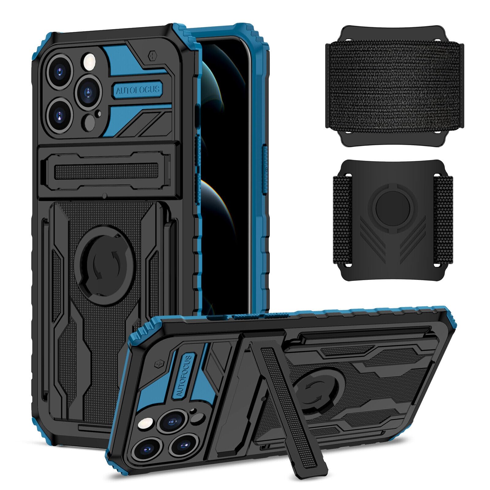 Pour Samsung Galaxy S23 FE (couleur : noir/bleu) support magnétique anneau arrière rigide coque en silicone avec sangle de support