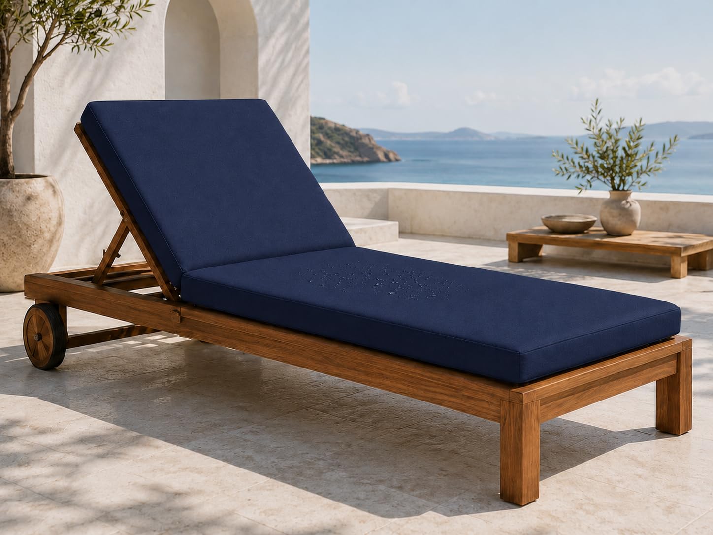 L S U Sun Lounger Cushion Waterproof Recliner Removable Zipper Cover Outdoor Garden Furniture Deck Bed (DARK NVY)