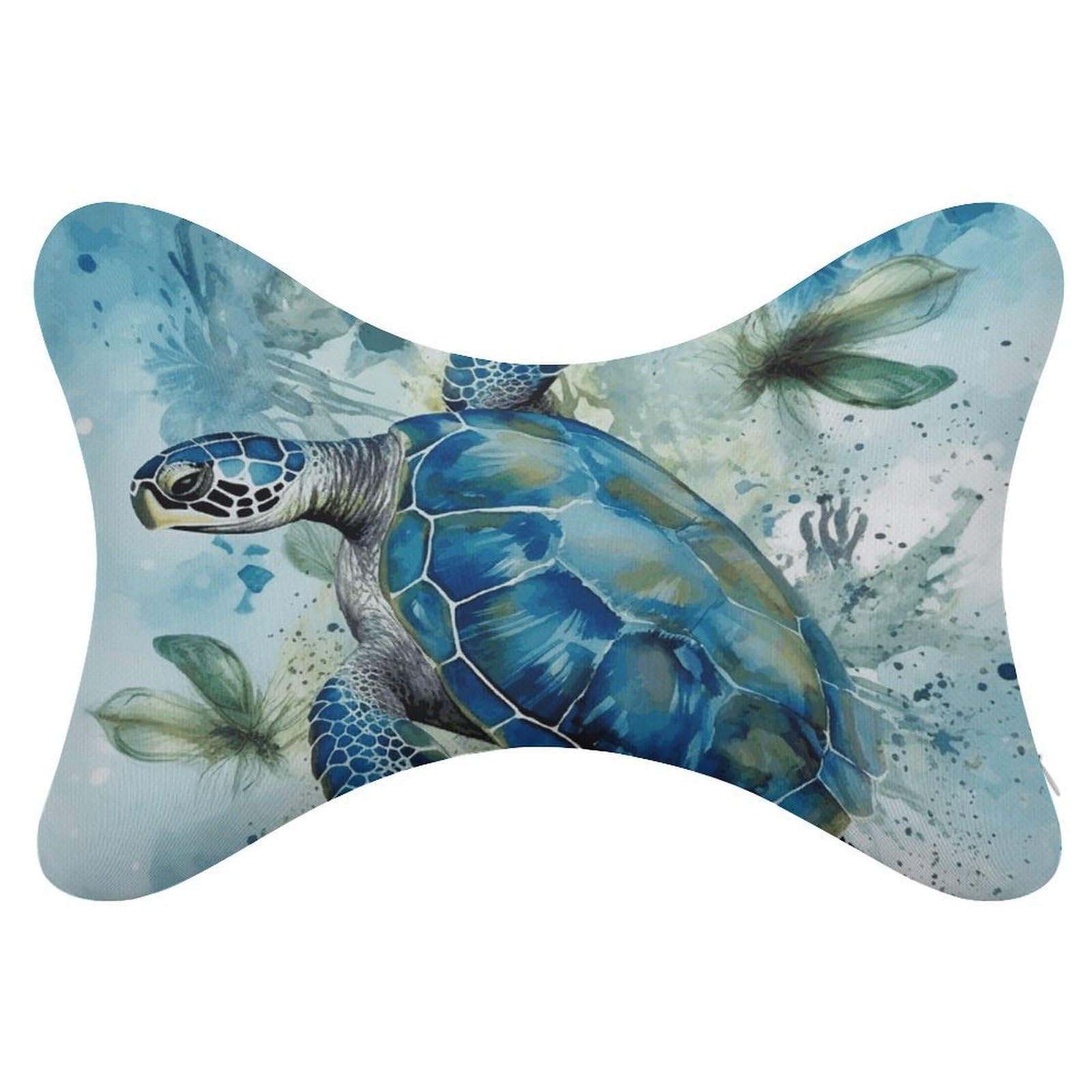 FekiLoot Sea Turtle-Blue Car Headrest Set of 2,Softness Memory Foam Car Neck Pillow with Breathable Removable Cover Car Neck Support Pillow Ergonomic for Driving, Office