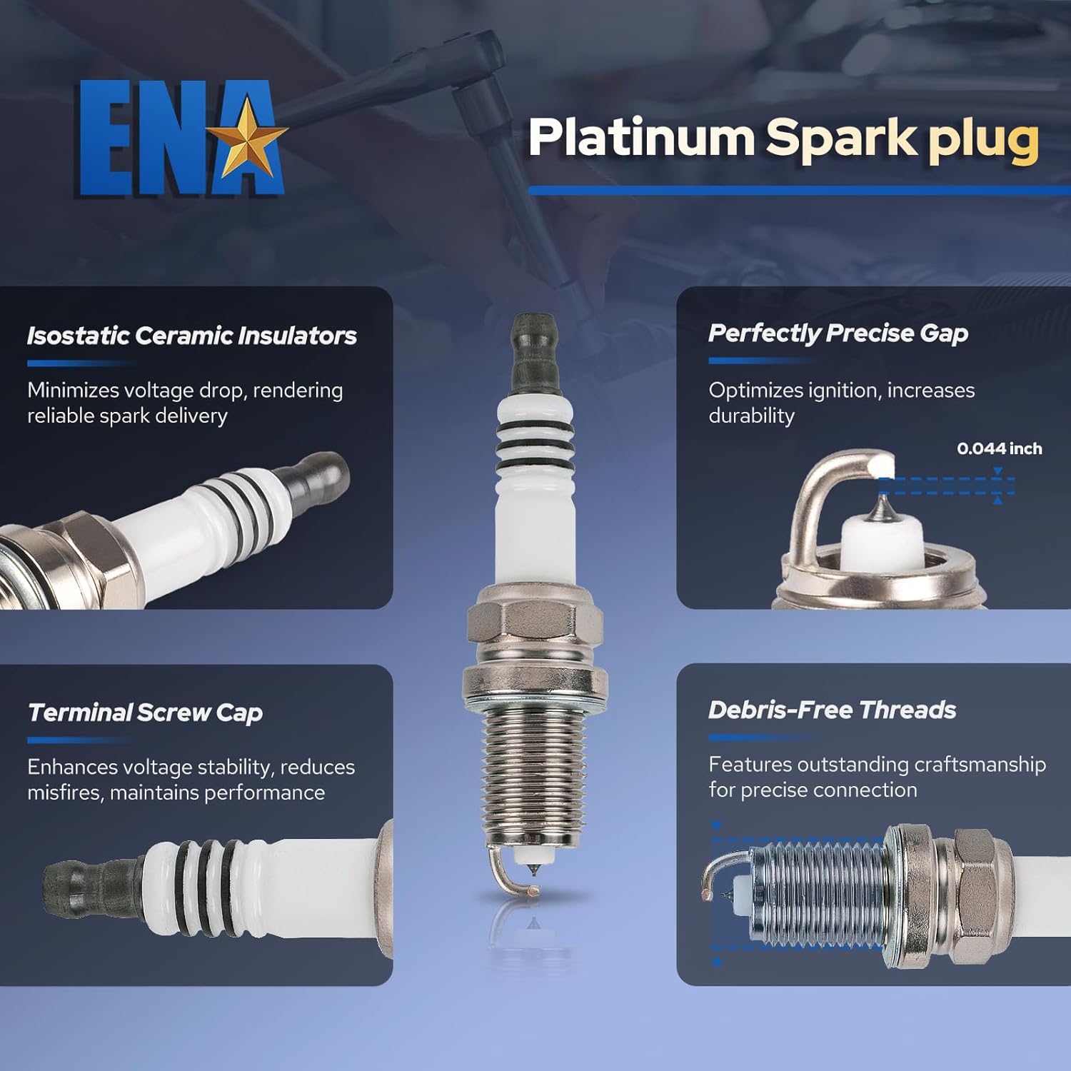 ENA Set of 4 UF247 Ignition Coils with 4503 Spark Plug 1.8 V4 Compatible with Toyota Pontiac Chevy Celica Corolla Matrix MR2 Spyder Prizm Vibe 2000 2001 2002 2003 2004 2005 2006 2007 2008 9091902239