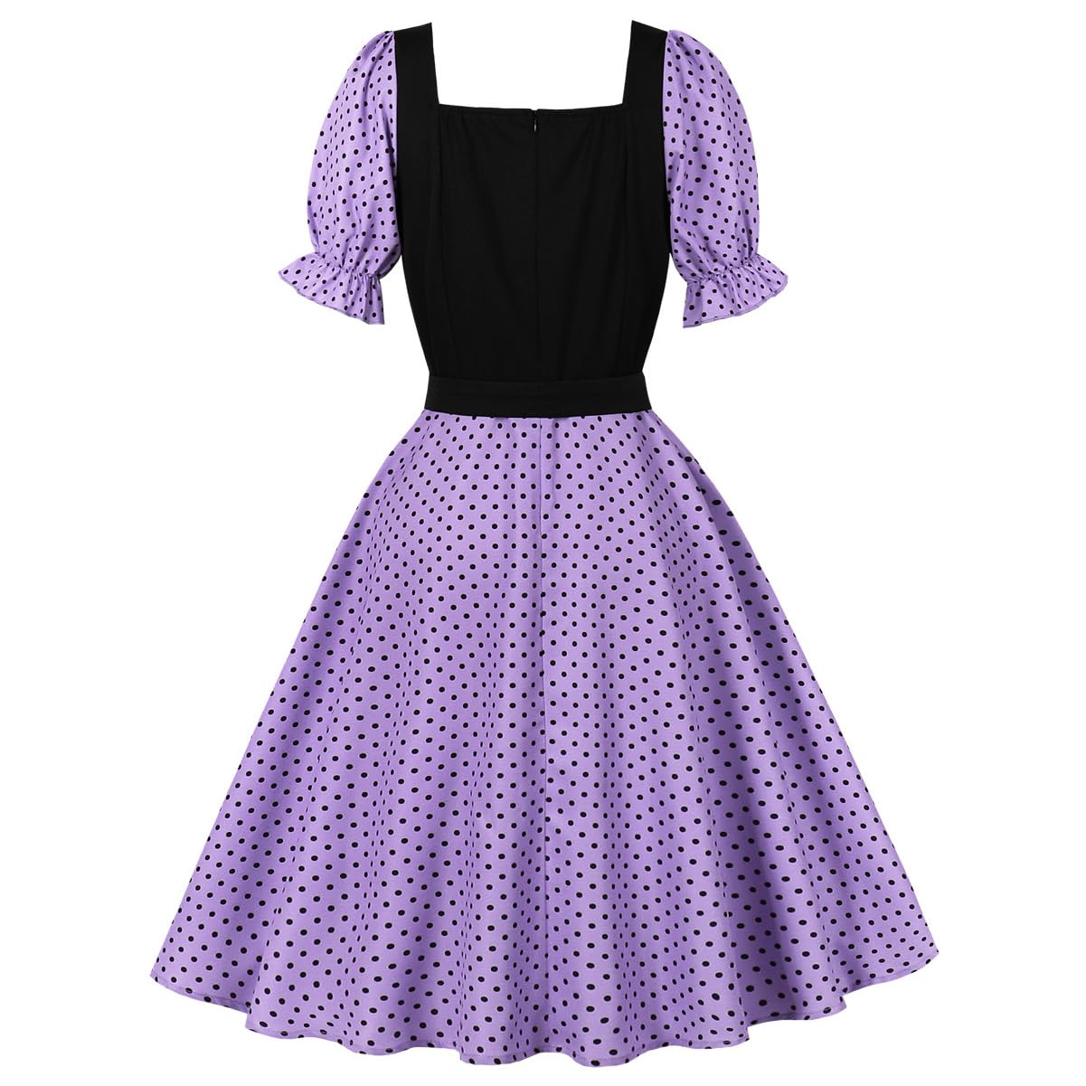 Robe rétro années 1950 pour femme - Motif à pois - Rockabilly - Manches courtes - Audrey - Pour cocktail, soirée, bal de fin d'année