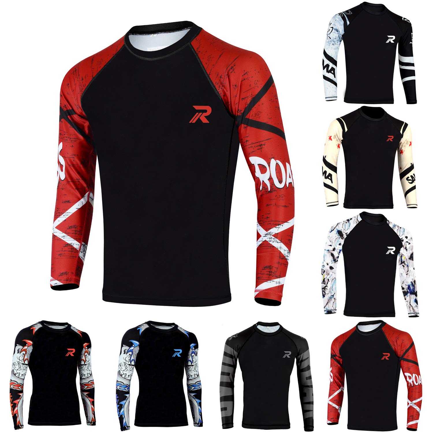 ROAR MMARoar Rash Guard Sleeve MMA Grappling Jiu Jitsu Training Gear Fight Shirts