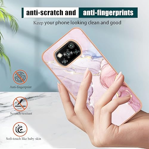 Miniatura 2 de Yarxiawin Compatible con Xiaomi Poco X3 Pro Case Marble Silicone Pink, Xiaomi Poco X3 Pro Funda de teléfono de silicona a prueba de golpes Funda