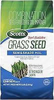 Scotts Turf Builder Sun & Shade Grass Seed Mix with Fertilizer & Soil Improver - 5.6 lbs, Deep Roots for Thick Green Turf