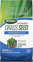 Scotts Turf Builder Grass Seed Sun & Shade Mix with Fertilizer and Soil Improver, Thrives in Many Conditions, 5.6 lbs.