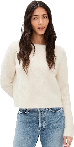 OGD One Grey Day Women's Viola Alpaca Crewneck Sweater, Ivory, M