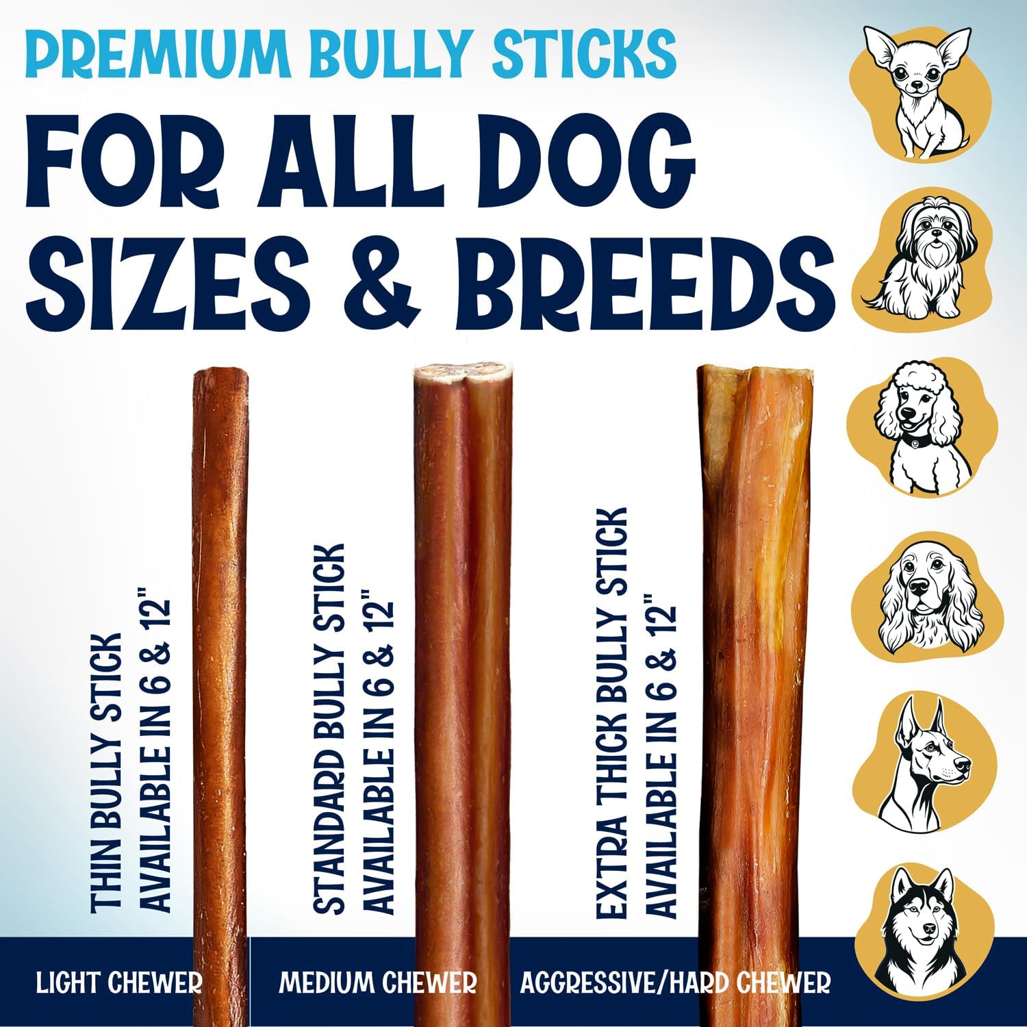 Jumbo Bully Sticks for Dogs - Naturally Cleans and Strengthens Teeth - Rawhide Free Dog Chews Long Lasting - Lasts 50% Longer Than a Standard Bully Stick (6 Inch, 6 Pack)