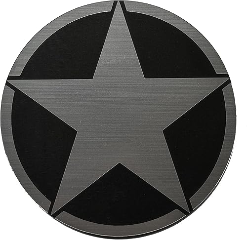 Emblema de la insignia del coche del vehículo de la estrella militar del ejército plateadonegro