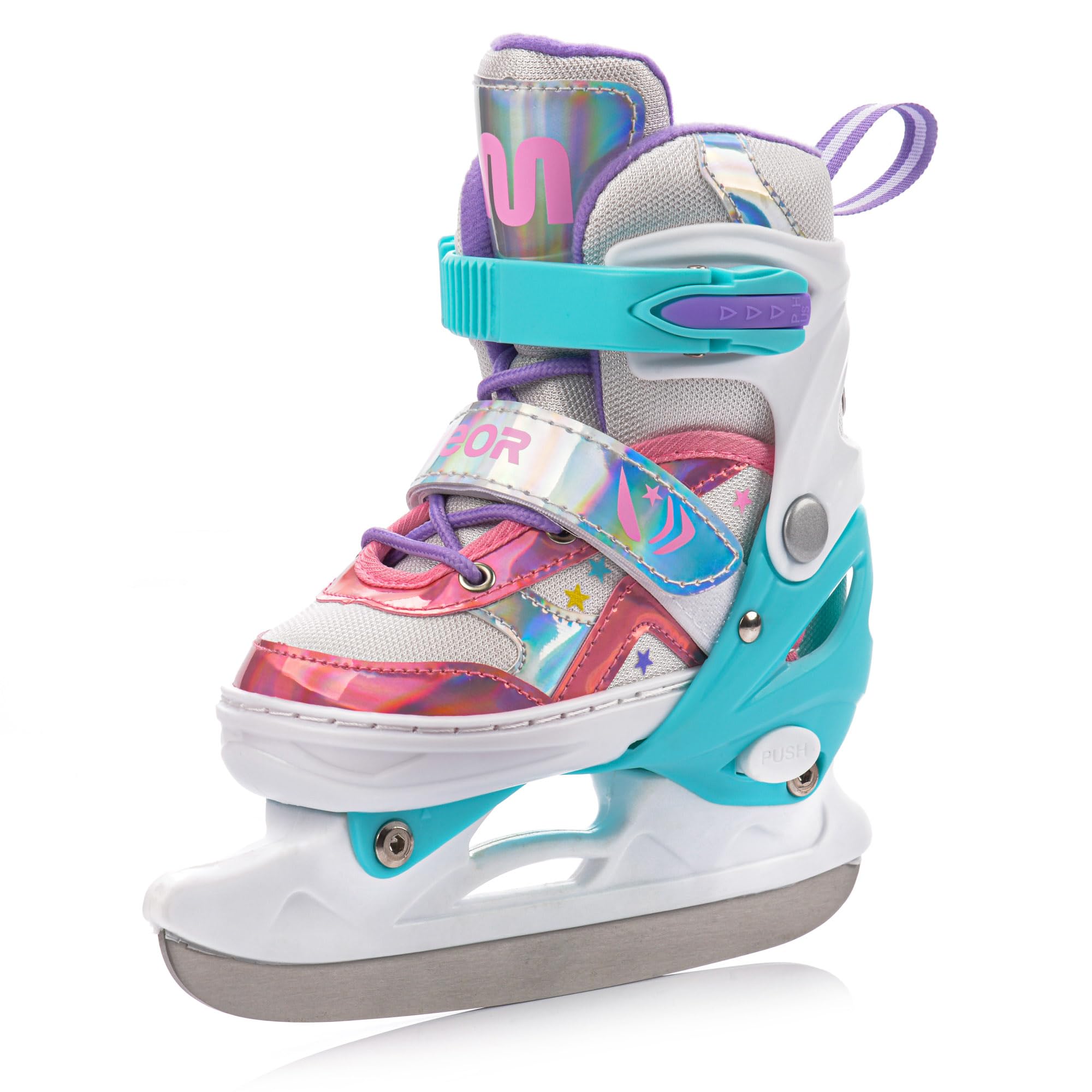 Patins à roulettes pour Enfants 4 en 1 réglables 25-37 – Rollers, quads et Glace – Coque Haute Stable, Roues PU, ABEC-7 – par Meteor