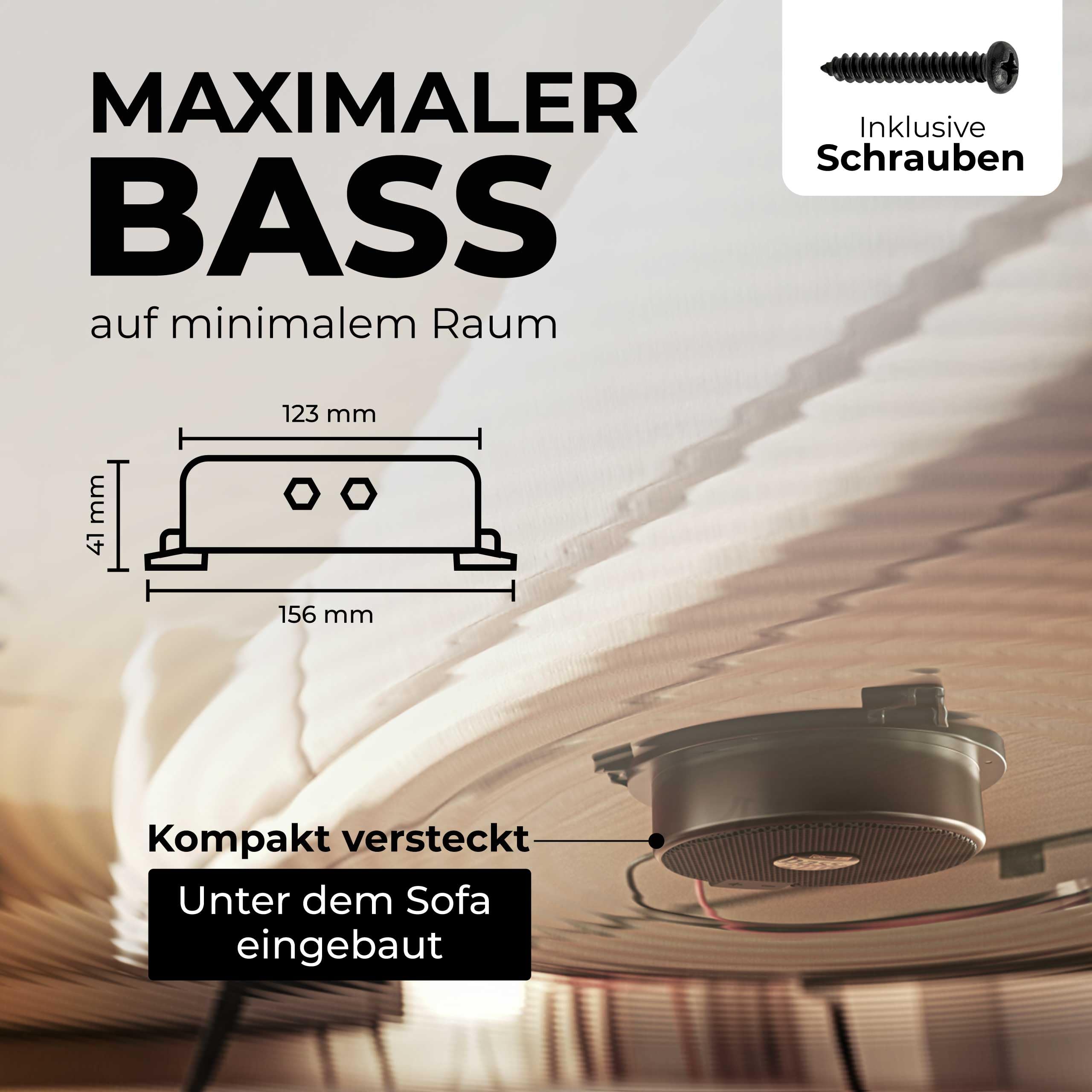 Sinuslive bassPUMP 4 Ohm Körperschallwandler, 50 W RMS Bass-Shaker für spürbaren Bass, Heimkino, Gaming-Stuhl, Sofa, Auto und SIM Racing, Body Shaker - 4 Ohm schwarz
