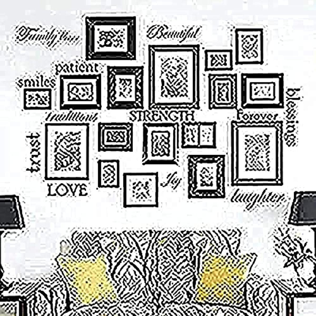 Set of 12 Family Quote Words Vinyl Wall Sticker Picture Frame Wall Family Room Art Decoration #1332 (Matte Black)
