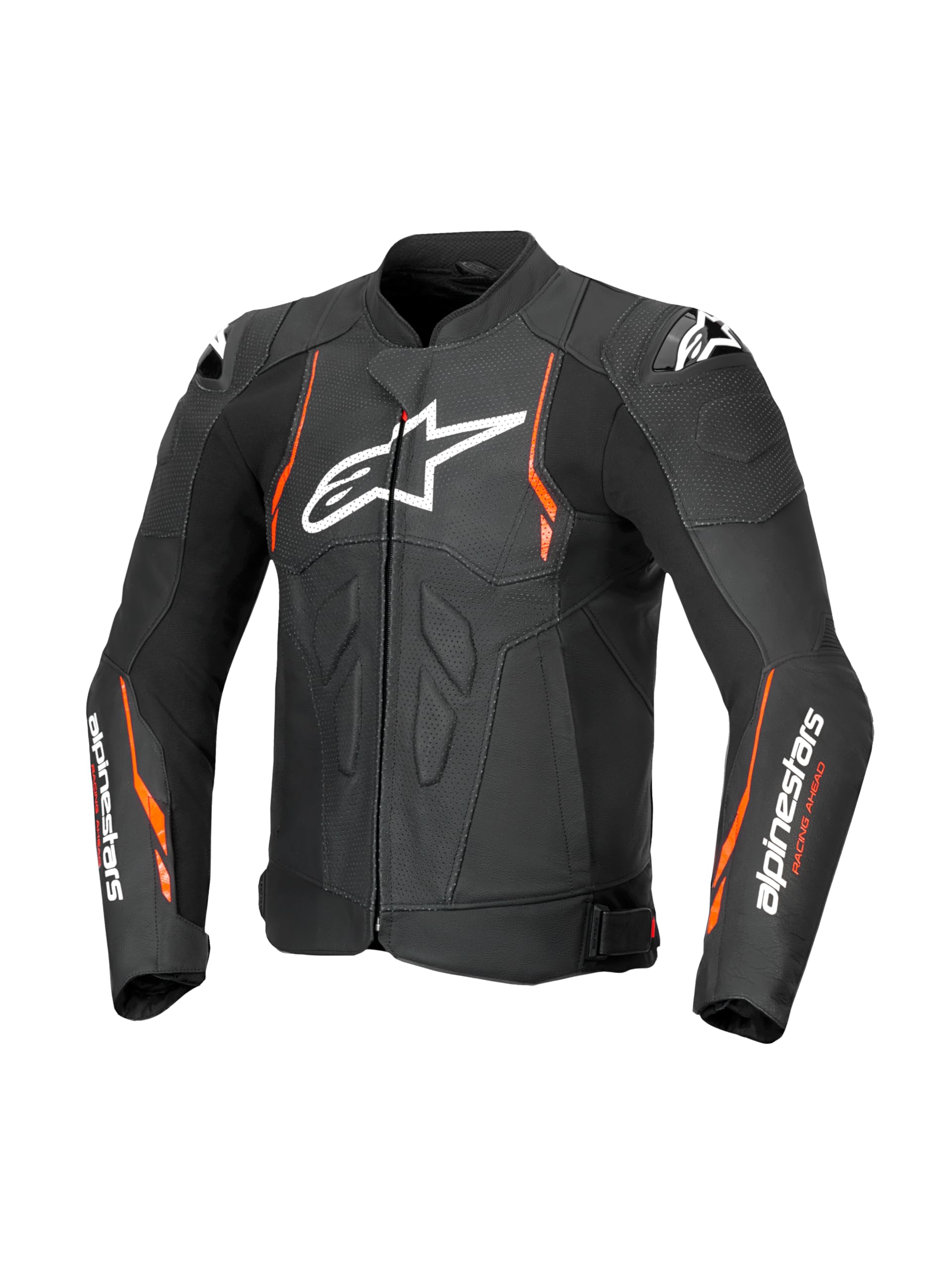 Alpinestars Dusk Airflow perforowana skórzana kurtka motocyklowa, czarny/neonowy czerwony, 46