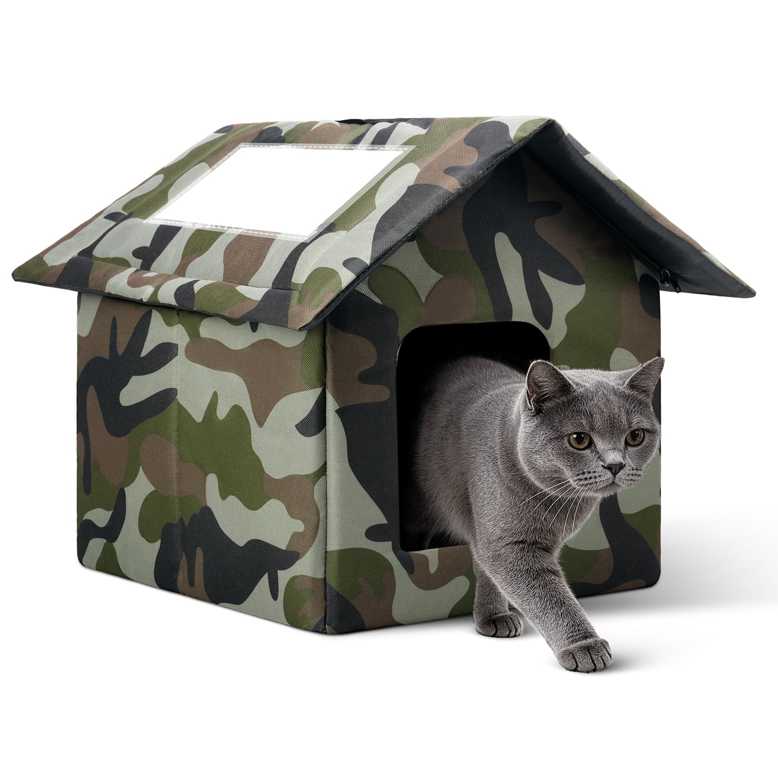 Niche pour chat d'extérieur résistante aux intempéries avec portes
