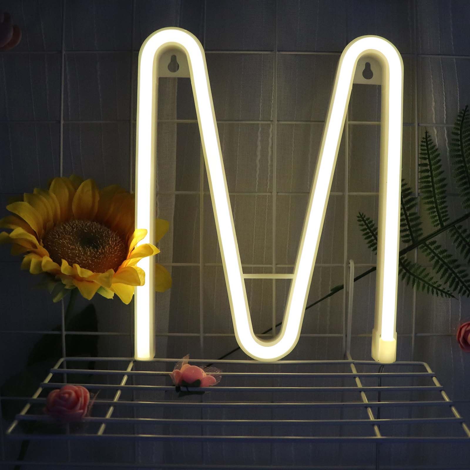 LED Neon Sign for Home Decor - Warm White Customizable Letters with USB/Battery Operation Perfect for Bedroom Living Room Shop Corner Decoration（Letters M) — image 1