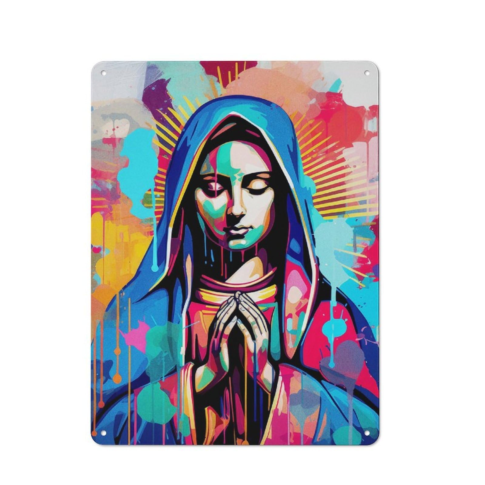 Vintage Metal Wall Art Sign 40x30cm Featuring Religion, Old Style Wall Plaque for Kitchen, Hallway, Bar Or Small Cafe