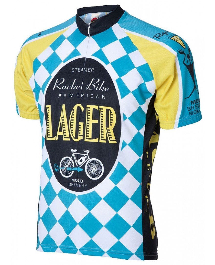 World Jerseys Moab Brewery Bike American Lager Beer Cycling Jersey Large Men's Short Sleeve