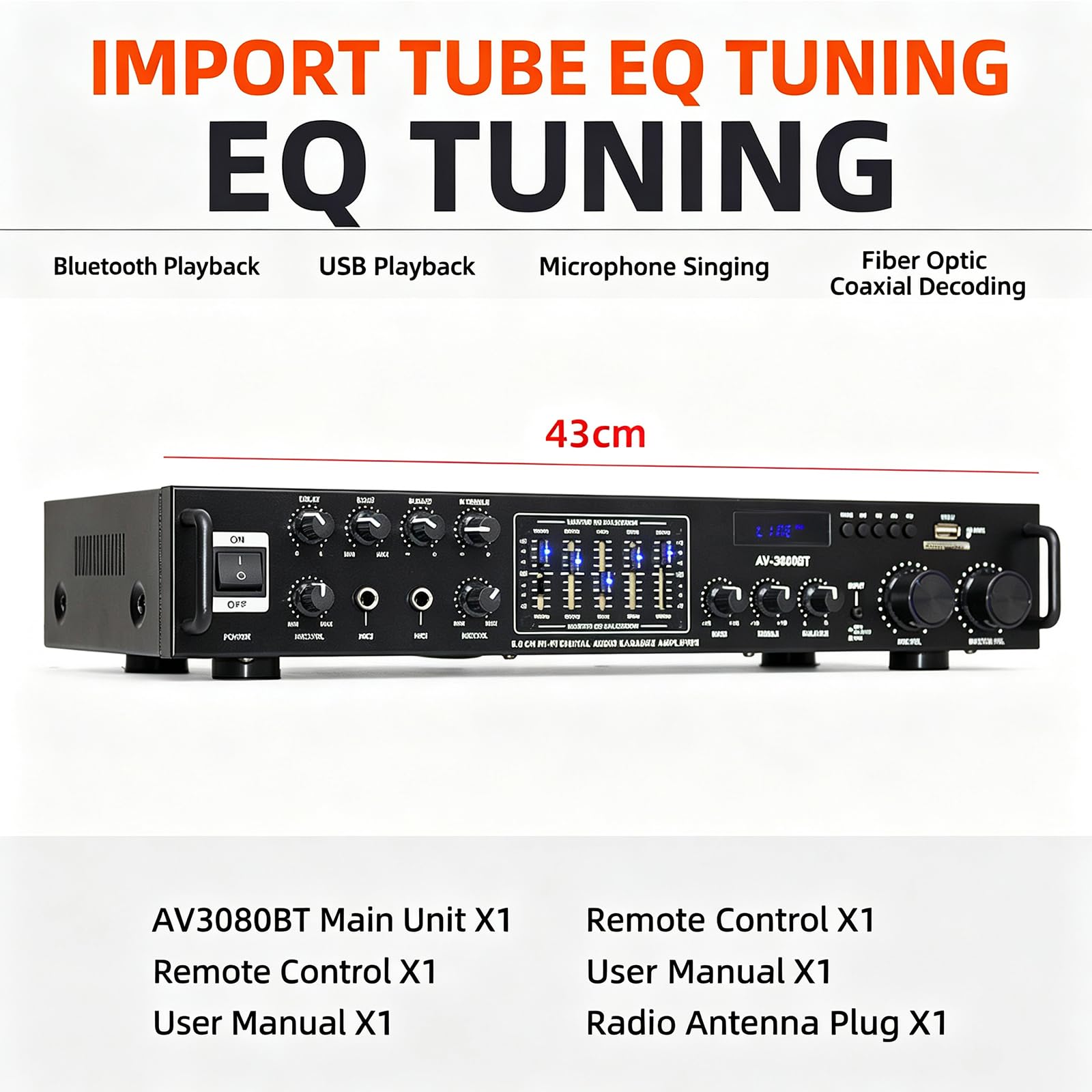 Amplificateur Bluetooth 6.0, Son Surround 5 Canaux | Décodage Optique/coaxial | Réglage Indépendant Des Tonalités (aigus/médiums/graves) | Processeur Audio Professionnel Intégré