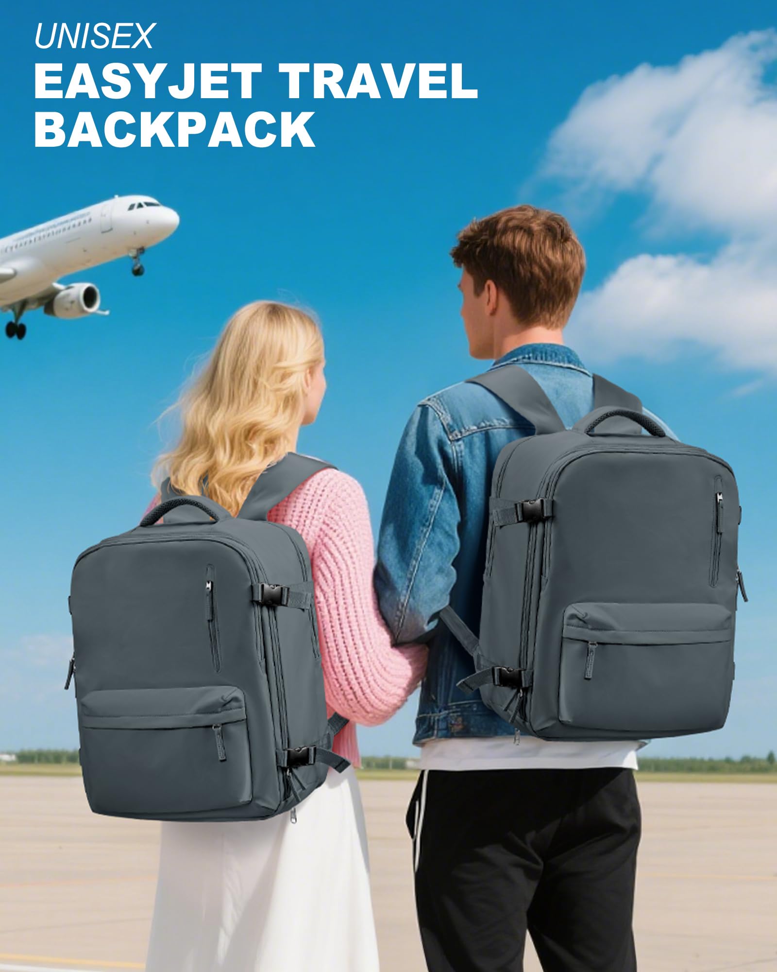 SZLX Zaino Ryanair 40x30x20 Sottovuoto Borse da Cabina per Easyjet 45x36x20 Bagaglio a Mano Donna con Porta USB Zaini Casual per Laptop da 14 Pollici Borsa da Viaggio Uomo con Porta Scarpe